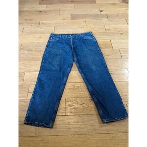 Carhartt Flannel Lined‎ Relaxed Fit Jeans Men's 44x32 Blue Denim Workwear